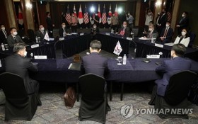 6月21日，在位於首爾市中區的樂天酒店，韓美日對朝首席代表會議​​舉行。 （圖源：韓聯社）
