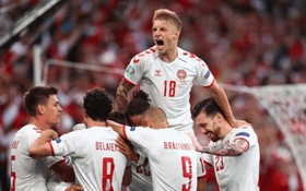 丹麥球隊慶祝進球。 （圖源：互聯網）
