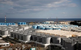 福島第一核電站內儲存廢水的水缸。（圖源：路透社）