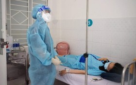 在雄王醫院接受治療的新冠肺炎確診孕婦。