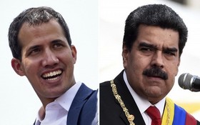 委內瑞拉反對派領袖瓜伊多（左）與現任總統馬杜羅（右）。（圖源：AFP）