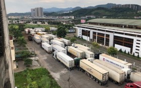 數百輛貨車停留在諒山省新清口岸附近等待通關。（圖源：TNO）