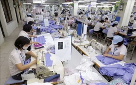 圖為10號成衣總公司的一家製衣廠生產車間一景。