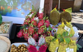 越南蓮子炊飯及新鮮水果在悉尼農產品促銷會上亮相。（圖源：越通社）