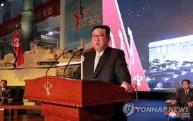 朝鮮國務委員會委員長金正恩11日出席國防發展展覽會“自衛-2021”並發表講話。（圖源：韓聯社/朝中社）
