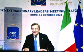 意大利總理德拉吉在羅馬主持二十國集團阿富汗問題領導人特別峰會。（圖源：互聯網）