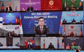 東盟(東協)-韓國國防部長非正式會晤視像會議。（圖源：富山）
