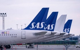 北歐航空（SAS）是丹麥、挪威及瑞典三國的國家航空公司。圖為丹麥根本哈根機場的北歐航空機隊。（圖：路透社）