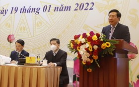 政府常務副總理范平明在會議上致詞。（圖：黃貴）