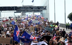 新西蘭反疫苗的示威持續。圖源：互聯網
