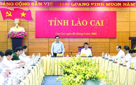 政府總理范明政與老街省省委常務處舉行會議。 