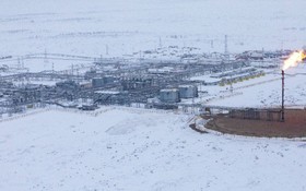 圖為 2019年2月28日，在俄羅斯克拉斯諾亞爾斯克邊疆區航拍的万科爾油田蘇祖產油區。（圖：新華社）
