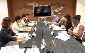 當地時間12日在美國檀香山與美國國務院舉行韓美東南亞政策對話第二次會議，討論兩國深化印太地區戰略合作的方案。（圖：韓聯社）