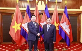 國會主席王廷惠與柬埔寨王國國會主席韓桑林。