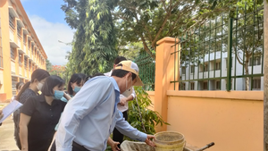 Leaders of the HCMC Department of Health inspect dengue fever prevention and control works in Binh Chanh District.