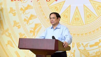 Thủ tướng Chính phủ Phạm Minh Chính chủ trì và phát biểu tại phiên họp thứ ba của Ủy ban Quốc gia về chuyển đổi số, sáng 8-8. Ảnh: VIẾT CHUNG