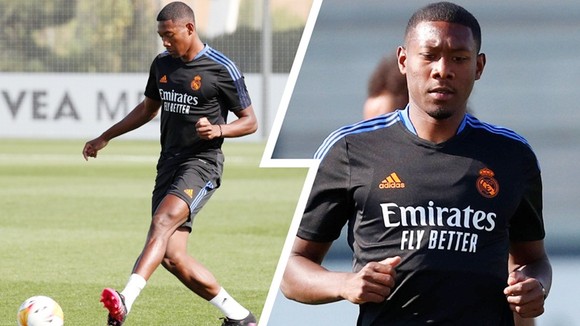 David Alaba trong buổi tập đầu tiên cùng Real Madrid, trước khi bị xác định mắc Covid-19.