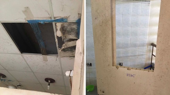 Nhiều cơ sở vật chất tại ký túc xá Đại học Quốc gia TPHCM bị hư hỏng. Ảnh: BÙI TUẤN