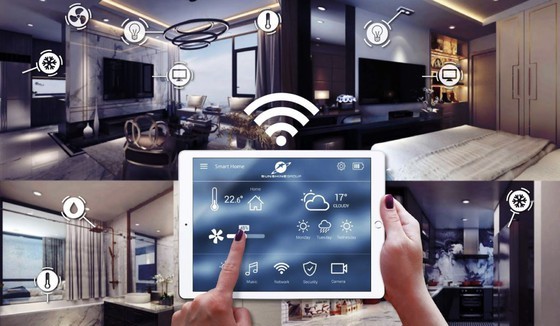 With a tablet, the owner of a domotics can easily monitor and control smart devices in his or her house.