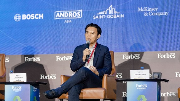 Ông Nguyễn Trường Hải- Tổng giám đốc Saint-Gobain Việt Nam chia sẻ tại Hội nghị Kinh doanh tạo tác động của Forbes Việt Nam