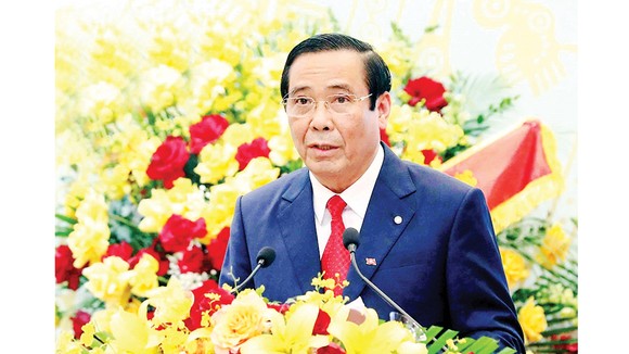Chủ tịch Hội Người cao tuổi Việt Nam khóa VI Nguyễn Thanh Bình phát biểu tại đại hội. Ảnh: TTXVN