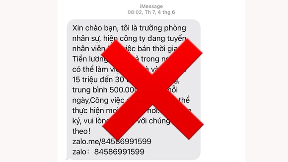 Người dân cảnh giác với tin nhắn rác lừa đảo tuyển dụng việc làm