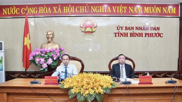 Các đại biểu tham dự Hội nghị tại đầu cầu tỉnh Bình Phước