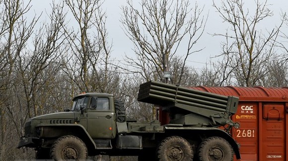 Xe quân sự của Nga triển khai tại Ukraine. Ảnh: AFP/TTXVN