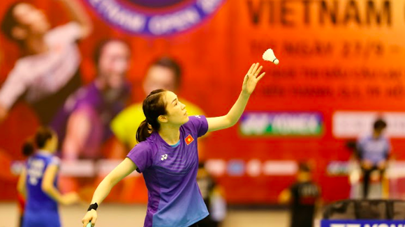 Vũ Thị Trang có trận thắng trước hạt giống số 1. Ảnh: DŨNG PHƯƠNG