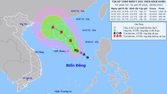 The projected path of the typhoon (Photo: NCHMF)