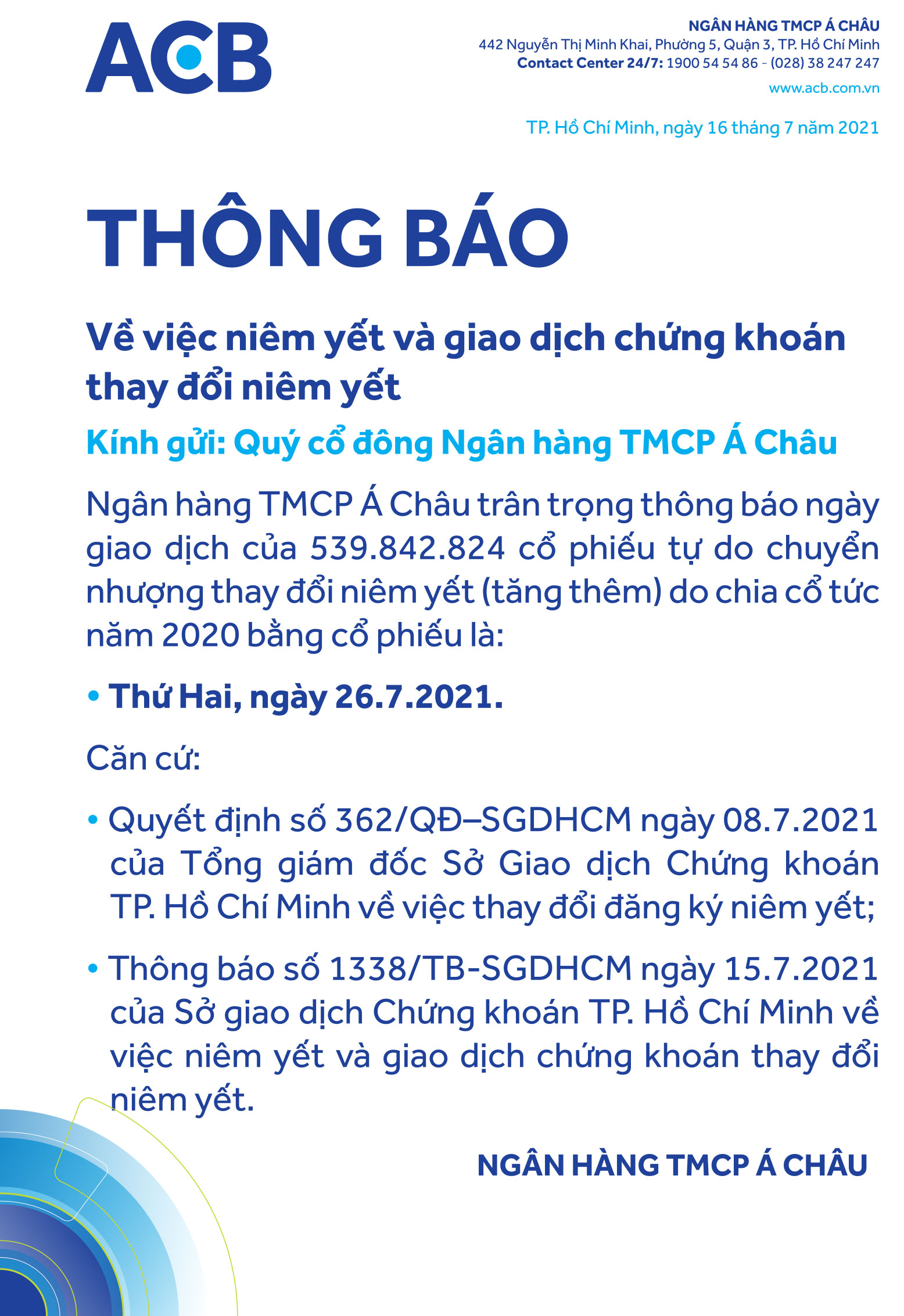 ACB thông báo ảnh 1