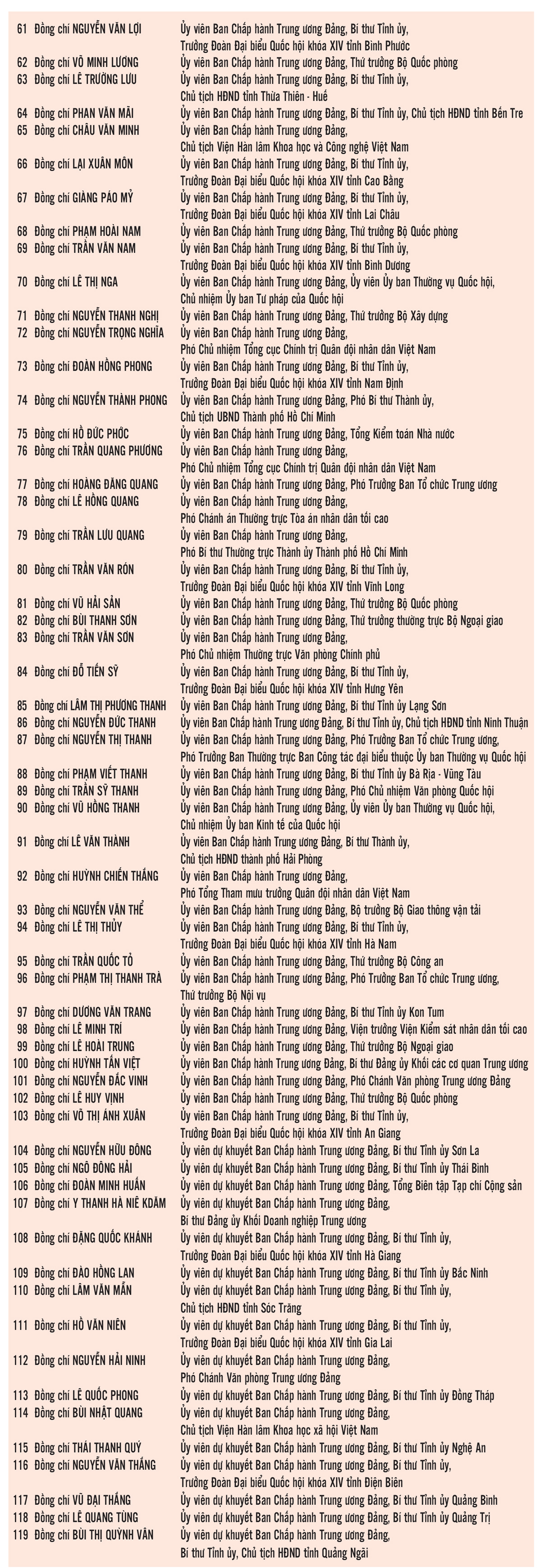 Danh sách Ban Chấp hành Trung ương Đảng khóa XIII ảnh 2
