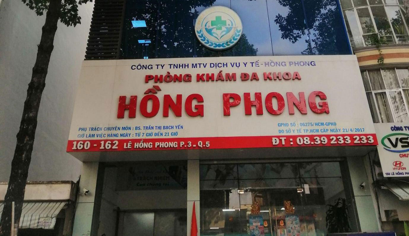  Phòng khám Đa khoa Hồng Phong  địa chỉ Lê Hồng Phong, Phường 3, Quận 5.
