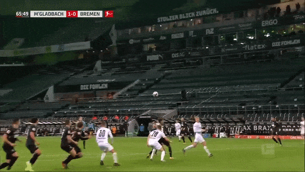 M'gladbach - Werder Bremen 1-0: Laszlo Benes đá phạt kiến tạo, Nico Elvedi đánh đầu đẹp mắt