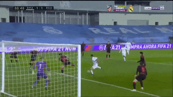 Real Madrid - Sociedad 1-1: Portu phá lưới Courtois, Vazquez kiến tạo, Vinicius giành lại 1 điểm, Zidane bám đuổi Barca