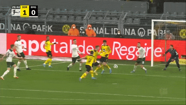 Borussia Dortmund vs M'gladbach 6-0: Marco Reus bùng nổ cú đúp, Malen, Wolf, Moukoko, Can lần lượt tỏa sáng, Dortmund còn kém Bayern 6 điểm 