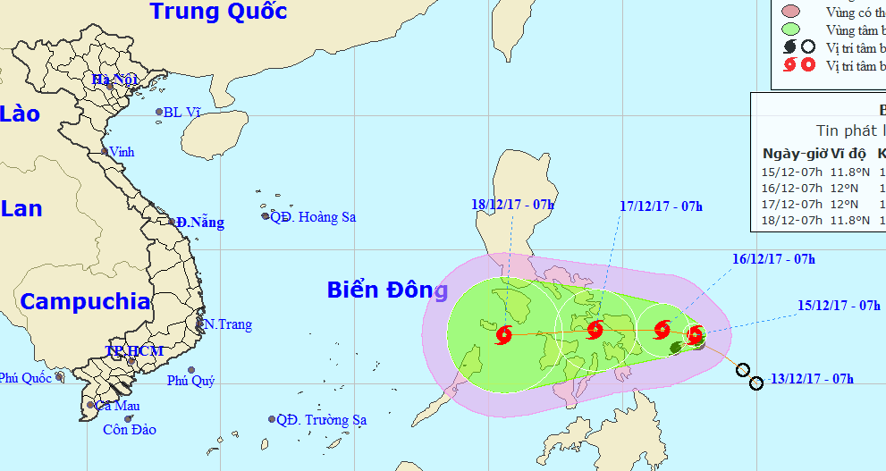 圖為啟德颱風(Kai-Tak)的移動方向。（圖源：中央水文氣象預報中心）