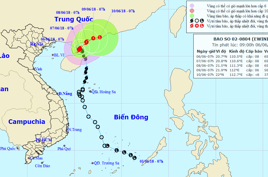 熱低氣壓轉強成２號颱風。圖為2號颱風的移動方向。（圖源：國家水文氣象預報中心）