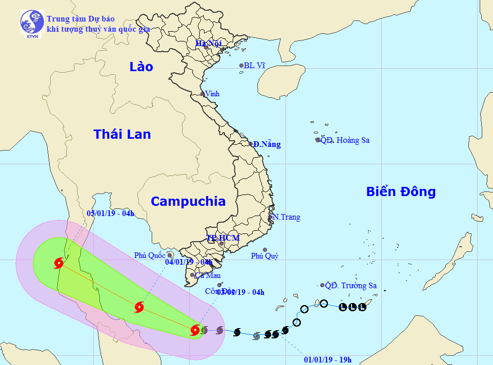 圖為1號颱風的移動方向。（圖源：國家水文氣象預報中心）