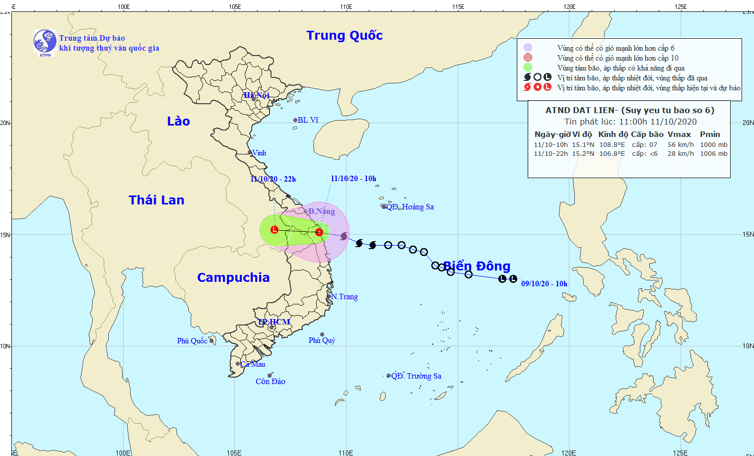Bão số 6 đi vào đất liền Quảng Nam - Quảng Ngãi, bão số 7 đang hình thành ngoài khơi