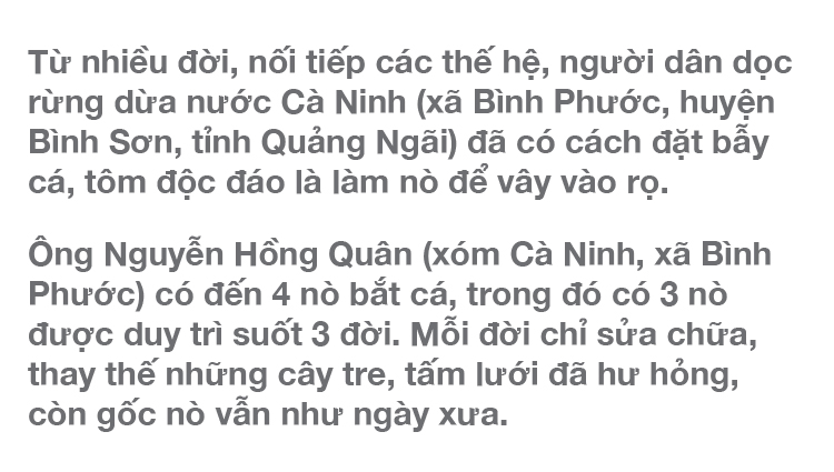 Quảng Ngãi: Độc đáo làm nò vây bắt cá, tôm trong rừng dừa nước Cà Ninh ảnh 4