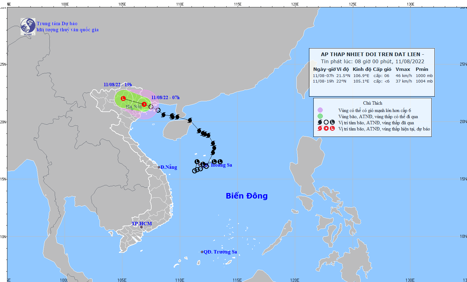 Áp thấp nhiệt đới đi vào các tỉnh Quảng Ninh - Hải Phòng