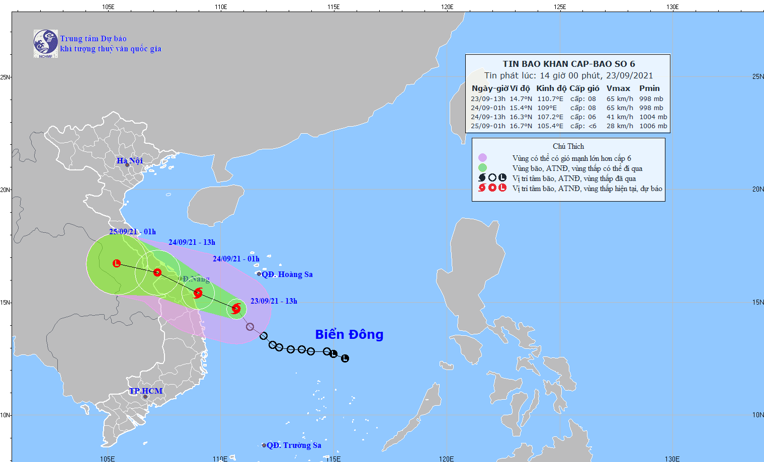 Từ 1 giờ đến 13 giờ ngày 24-9, bão số 6 vào khu vực từ Thừa Thiên-Huế đến Quảng Ngãi ảnh 1