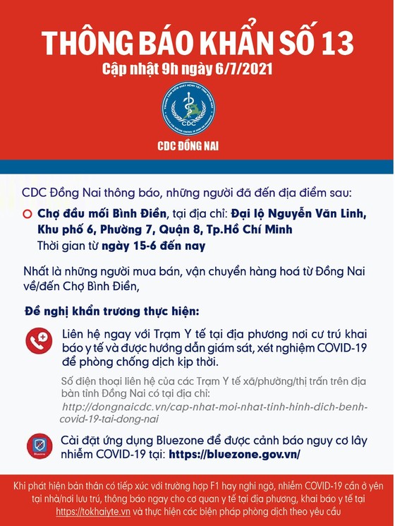 Đồng Nai thông báo khẩn tìm người đến chợ đầu mối Bình Điền ảnh 1