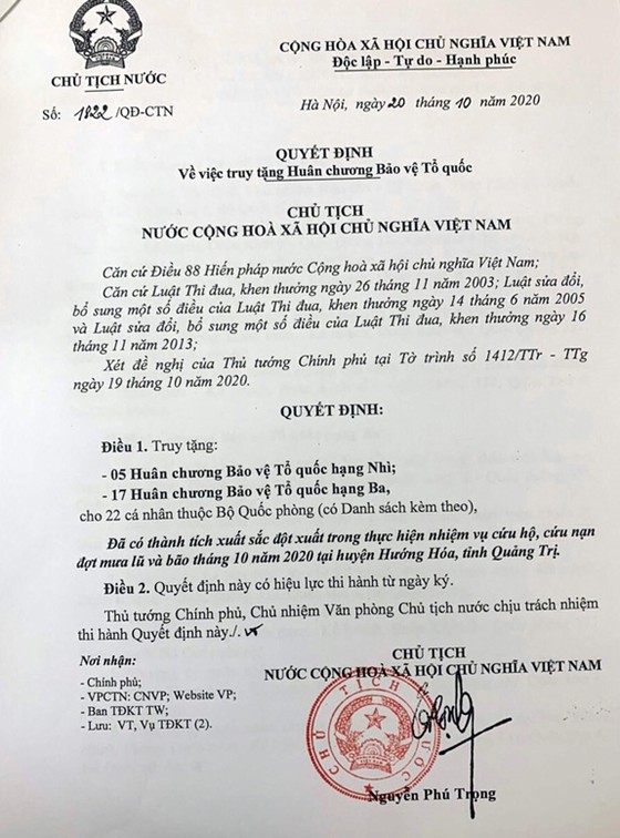 Truy tặng Huân chương Bảo vệ Tổ quốc cho 22 cán bộ, chiến sĩ Đoàn Kinh tế - Quốc phòng 337 ảnh 1