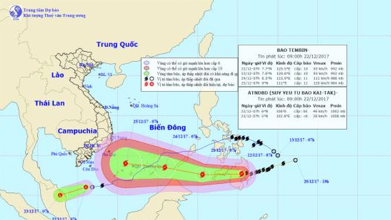 Bão Tembin giật cấp 14 khi áp sát quần đảo Trường Sa ngày 24-12 ảnh 2