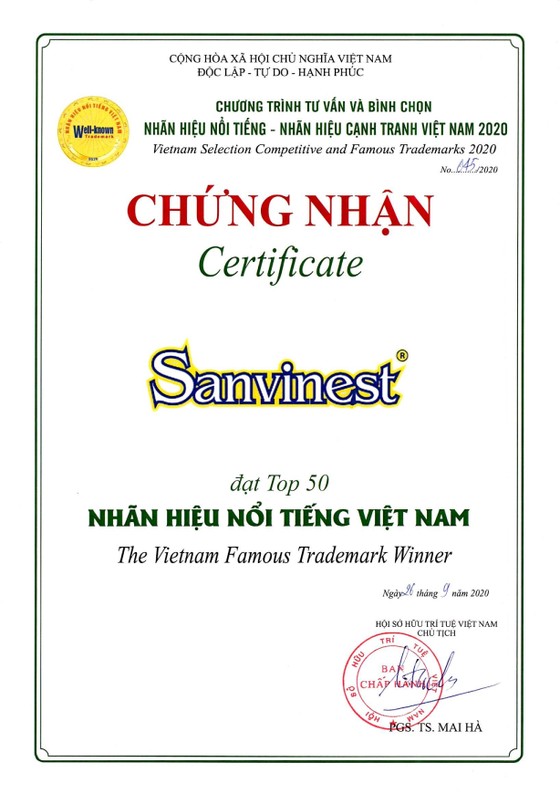Công ty CP Nước giải khát Yến sào Khánh Hòa đạt nhiều danh hiệu, giải thưởng, chứng nhận uy tín trong tháng 9-2020 ảnh 2