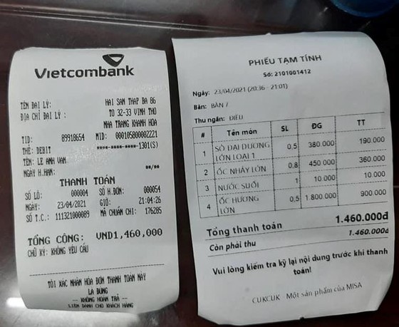 Khách 'tố' nhà hàng tính giá ốc hương 1,8 triệu đồng/kg ảnh 2