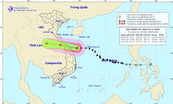 Trong sáng đến trưa nay, bão số 5 với cường độ cấp 7-8 sẽ đi vào các tỉnh từ Quảng Bình đến Quảng Nam ảnh 2