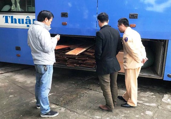 Bắt xe khách chở gỗ sơn huyết quý hiếm trái phép ảnh 1